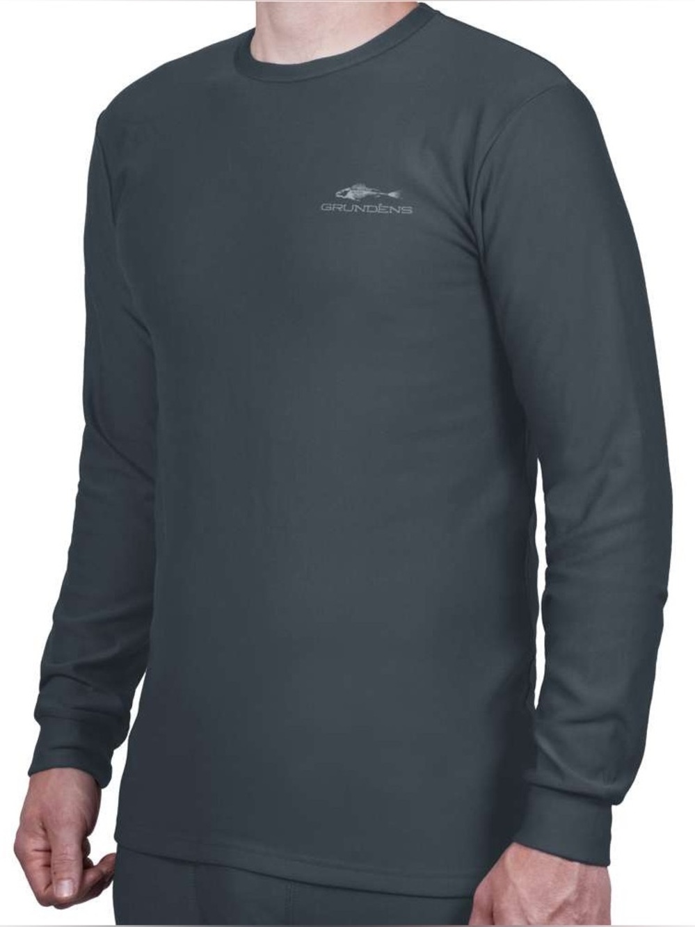 Grundens Dark Slate Wool Thermal Base Layer Crew Long Sleeve Top